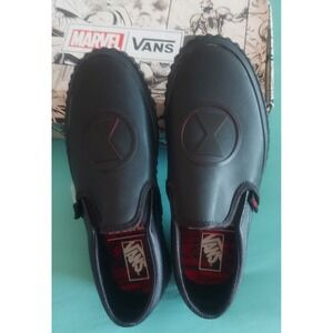 Vans Marvel Black Widow Classic Slip-On Sneakers Black Red VN0A38F7U7K Womens 7